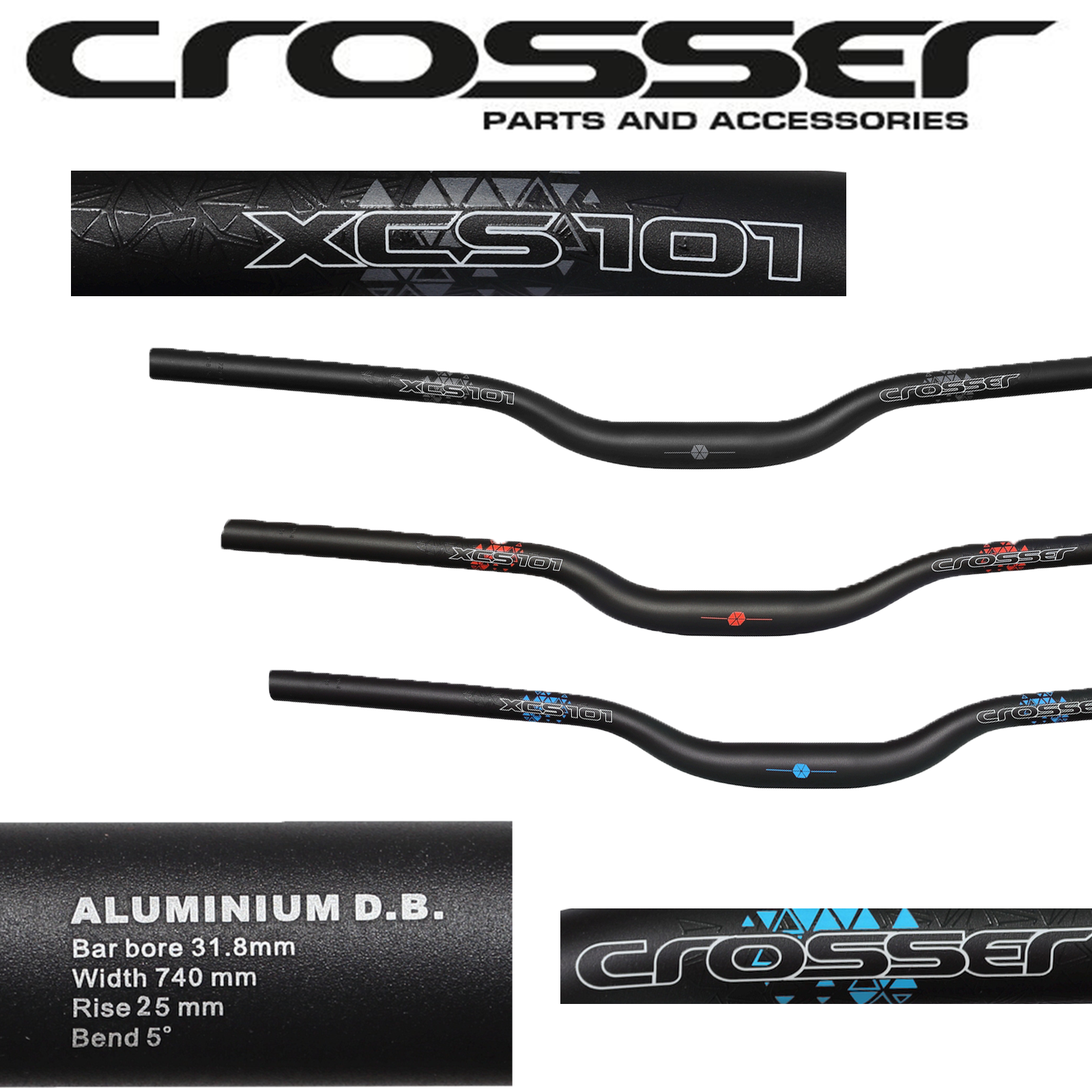 Алуминиево кормило CROSSER XCS101 HB-RB12 740мм или HB-RB11 720мм